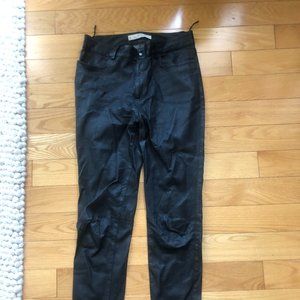 Straight fit genuine leather Mango pants